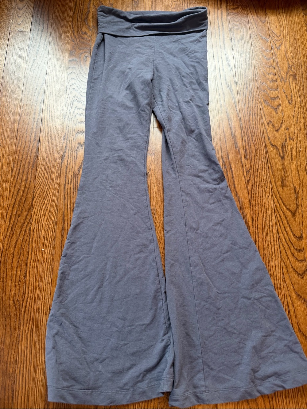 Fold over Wide-Leg Yoga Pants in Slate Gray